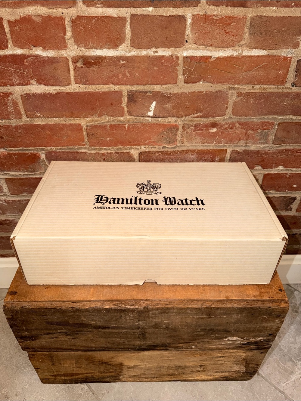 Hamilton Two-Gauge Nautical Station on Brown Wood with White Dials